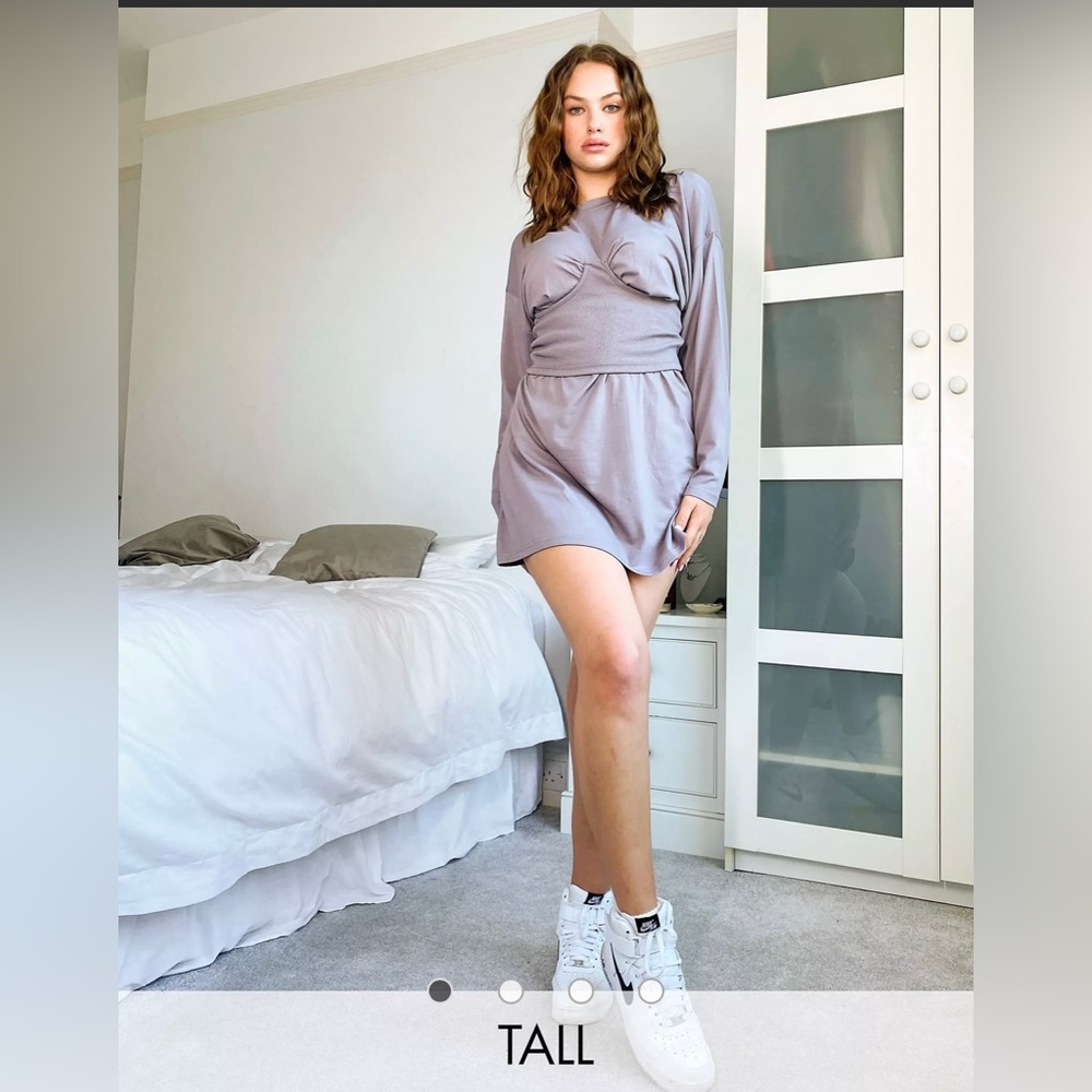 ASOS Tall Corset Detail T-shirt Dress - Picture 3 of 4